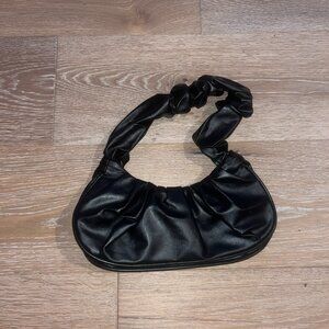 black faux leather scrunch shoulder bag
